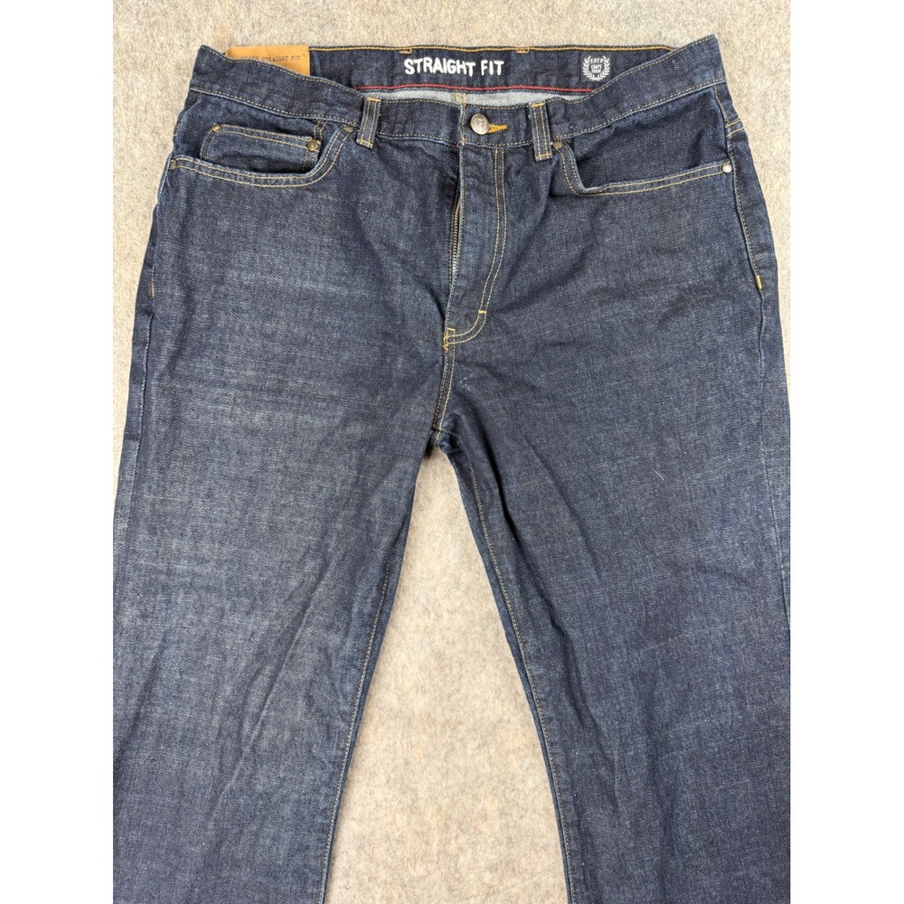 Chaps Denim Mens 36x32 Straight Fit Jeans Dark Wash 100% Cotton 1978 RN41381 - Picture 2 of 8
